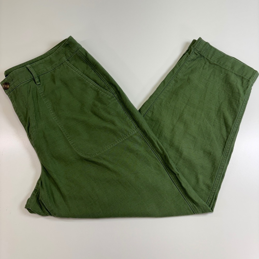 J.Crew Re-Imagined Olive Green Utility Crop Pants Women's 14 100% Cotton